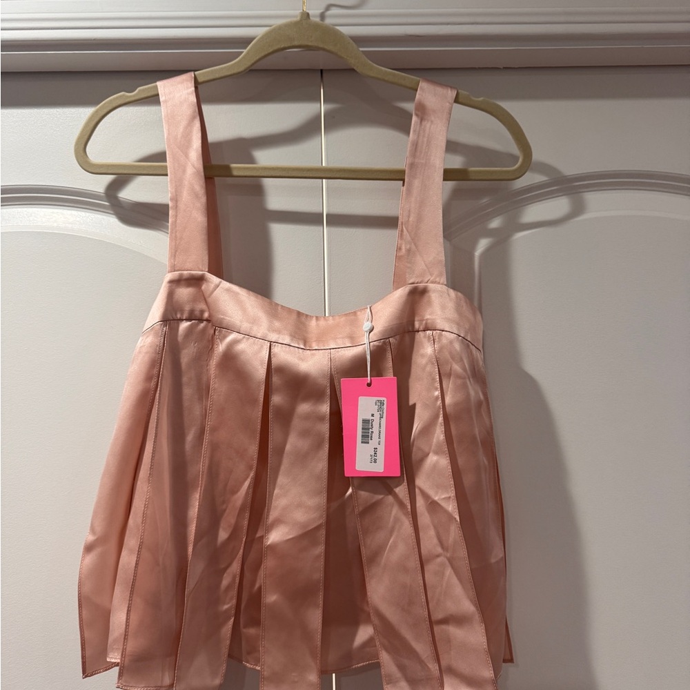 Pink Pleated Crop Top